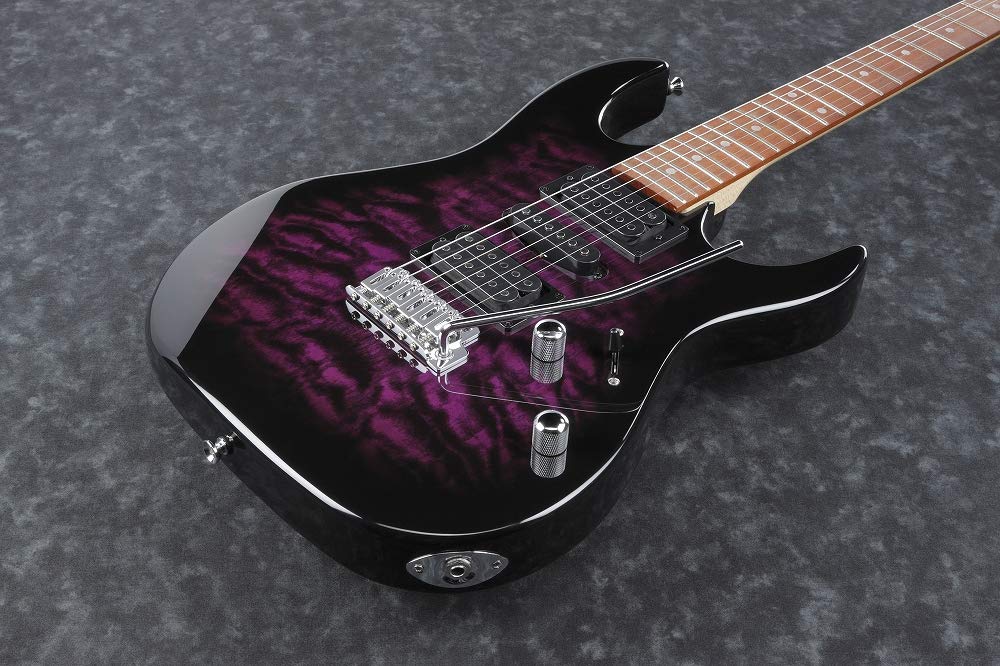 Ibanez GRX 6 String Solid-Body Electric Guitar, Right, Transparent Violet Sunburst, Full (GRX70QATVT)